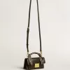 Kleine Venezia-Tasche aus schwarzem Leder mit Seidenschal