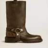 Kurt-Stiefel aus schwarzem Leder mit silberner Schnalle Kurt-Stiefel aus schwarzem Leder mit silberner Schnalle
