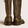 Kurt-Stiefel aus schwarzem Leder mit silberner Schnalle Kurt-Stiefel aus schwarzem Leder mit silberner Schnalle