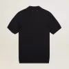 Kurzärmeliges Herren-Poloshirt aus marineblauer Merinowolle
