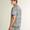 Kurzärmeliges Popeline-Hemd im Pyjama-Stil für Herren mit blau-weißem Marine-Print