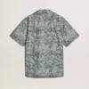 Kurzärmeliges Popeline-Hemd im Pyjama-Stil für Herren mit blau-weißem Marine-Print