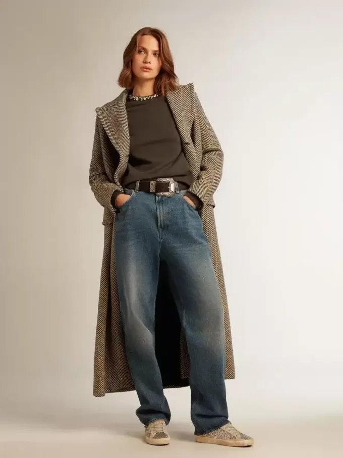 Anthrazitgraues Sweatshirt für Damen mit Kristallen Anthrazitgraues Sweatshirt für Damen mit Kristallen