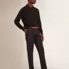 Langärmliges Herren-Poloshirt aus schwarzer Merinowolle