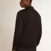 Langärmliges Herren-Poloshirt aus schwarzer Merinowolle