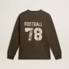 Langärmliges Herren-T-Shirt aus anthrazitgrauer Baumwolle mit Logo auf der Rückseite