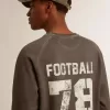 Langärmliges Herren-T-Shirt aus anthrazitgrauer Baumwolle mit Logo auf der Rückseite