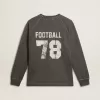 Langärmliges Herren-T-Shirt aus anthrazitgrauer Baumwolle mit Logo auf der Rückseite