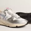 Laufsohle aus Nylon und silbernem Metallic-Leder mit hellblauem Stern