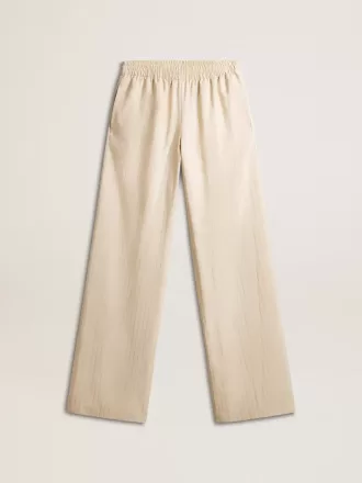 Leichte beige Jogginghose für Damen aus Seide und Viskose