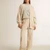 Leichte beige Jogginghose für Damen aus Seide und Viskose Leichte beige Jogginghose für Damen aus Seide und Viskose