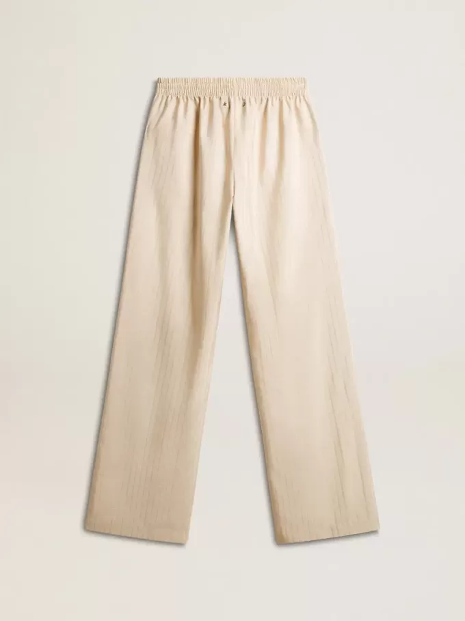Leichte beige Jogginghose für Damen aus Seide und Viskose Leichte beige Jogginghose für Damen aus Seide und Viskose