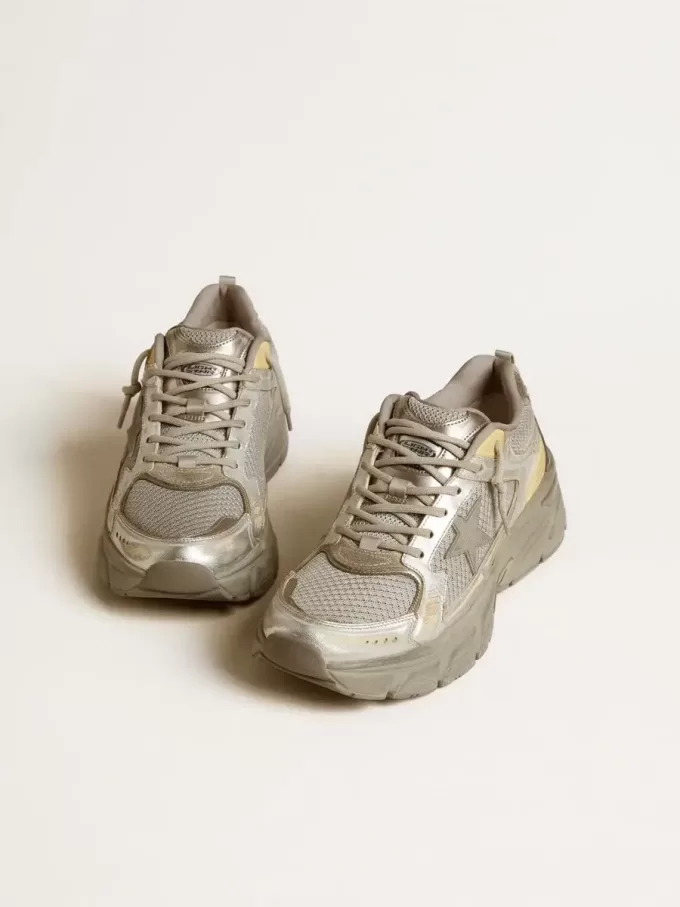 Lightstar für Damen aus Metallic-Leder und silbernem Mesh mit grauem Stern Lightstar für Damen aus Metallic-Leder und silbernem Mesh mit grauem Stern