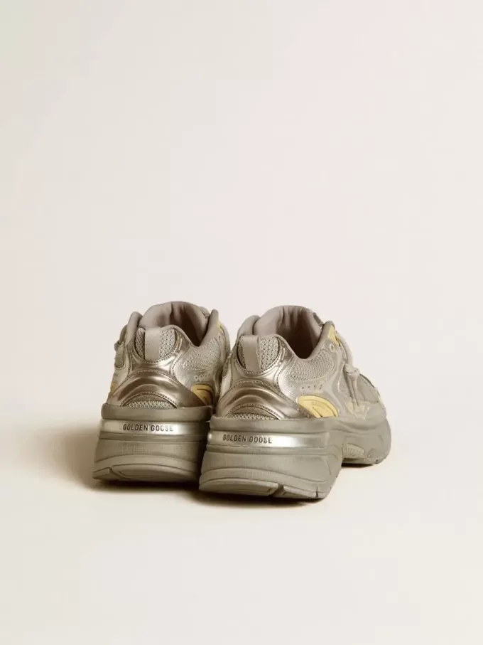 Lightstar für Damen aus Metallic-Leder und silbernem Mesh mit grauem Stern Lightstar für Damen aus Metallic-Leder und silbernem Mesh mit grauem Stern