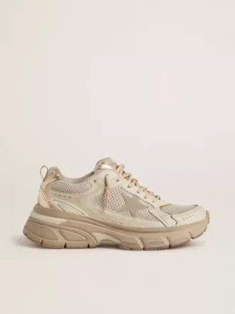 Lightstar für Damen aus taubengrauem Leder und Mesh mit beigem TPU-Stern