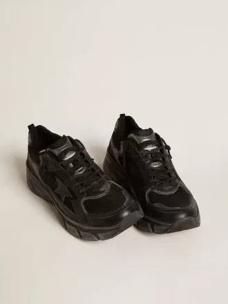 Lightstar für Damen mit schwarzem Obermaterial aus Leder und Mesh und schwarzem Stern