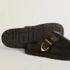 Lucy Sabot für Damen aus glänzendem schwarzem Leder mit goldener Metallschnalle Lucy Sabot für Damen aus glänzendem schwarzem Leder mit goldener Metallschnalle