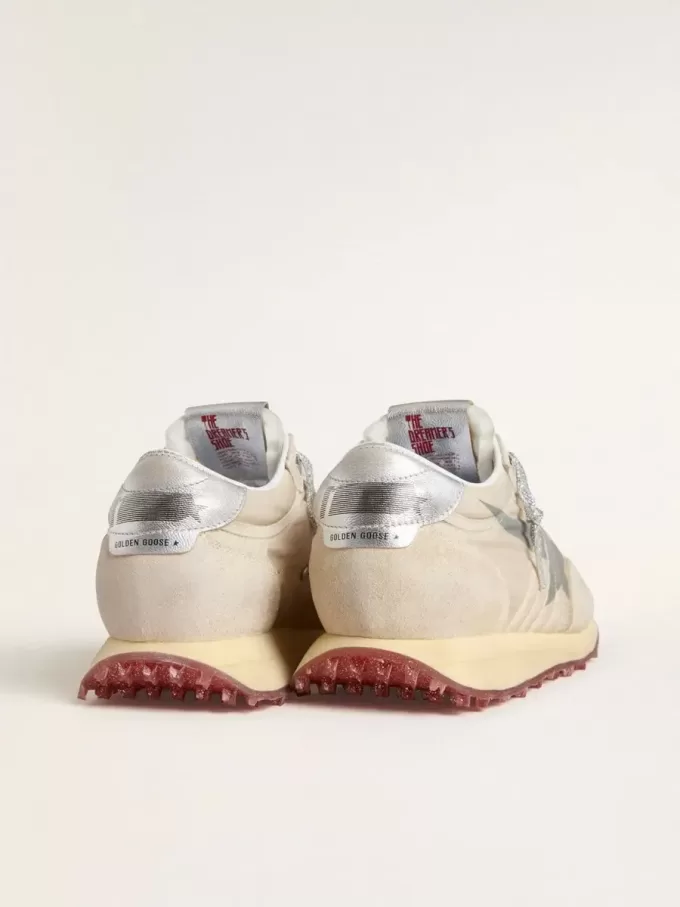Marathon für Damen mit beigem Nylon-Obermaterial und grauem Stern Marathon für Damen mit beigem Nylon-Obermaterial und grauem Stern