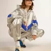 Marathon für Damen mit blauem Nylon-Obermaterial und weißem Stern