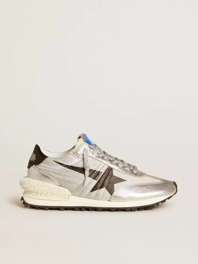 Marathon für Damen mit silbernem Ripstop-Nylon-Obermaterial und schwarzem Stern Marathon für Damen mit silbernem Ripstop-Nylon-Obermaterial und schwarzem Stern