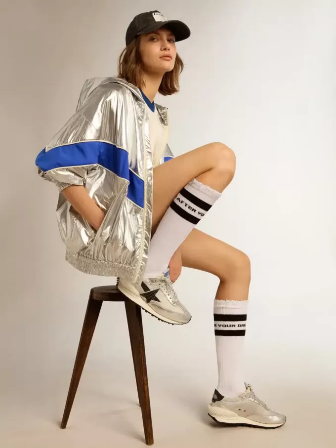 Marathon für Damen mit silbernem Ripstop-Nylon-Obermaterial und schwarzem Stern Marathon für Damen mit silbernem Ripstop-Nylon-Obermaterial und schwarzem Stern