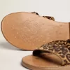 Margaret Flache Sandalen für Damen aus Ponyfell mit Leopardenmuster