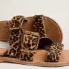 Margaret Flache Sandalen für Damen aus Ponyfell mit Leopardenmuster