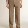 Maßgeschneiderte Hose aus sandfarbenem Chevron-Leinenmix