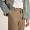 Maßgeschneiderte Hose aus sandfarbenem Chevron-Leinenmix