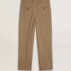 Maßgeschneiderte Hose aus sandfarbenem Chevron-Leinenmix