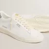 Matchstar aus weißem Leder mit silbernem Glitzer-Fersenaufsatz Matchstar aus weißem Leder mit silbernem Glitzer-Fersenaufsatz
