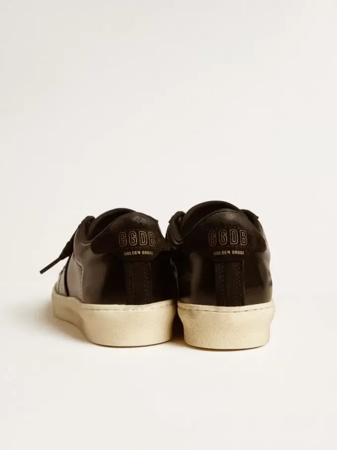 Matchstar für Damen aus schwarzem Leder mit Fersenlasche aus schwarzem Wildleder