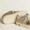 May Junior in Platin-Glitzer mit metallischem Lederstern und Fersenlasche