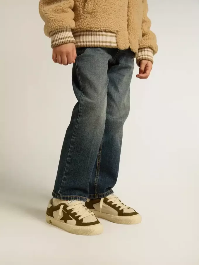May Junior in weißem und militärgrünem Leder May Junior in weißem und militärgrünem Leder