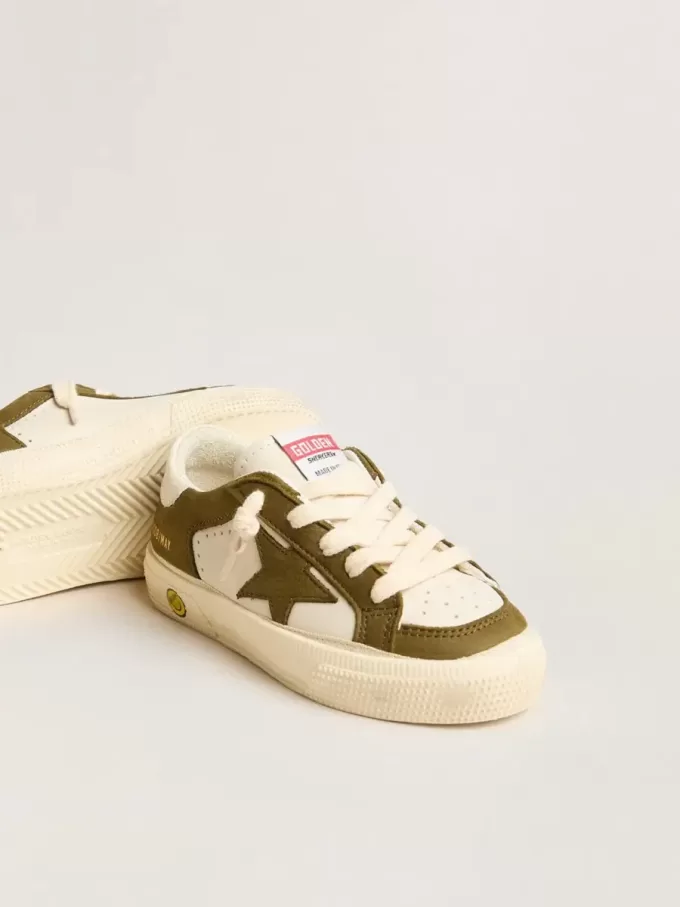 May Teen aus weißem und militärgrünem Leder