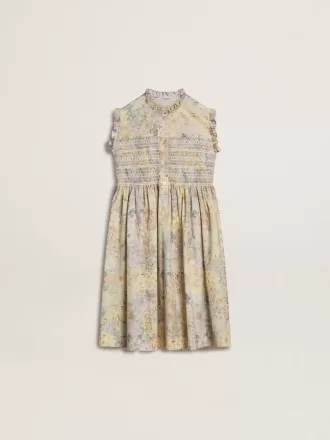 Mädchen-Midikleid aus Baumwolle mit mehrfarbigem Blumenprint