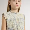 Mädchen-Midikleid aus Baumwolle mit mehrfarbigem Blumenprint