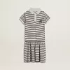 Mädchen-Midikleid aus gestreifter Baumwollmischung mit Stickerei