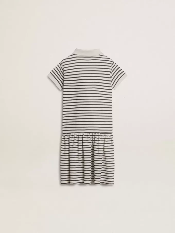 Mädchen-Midikleid aus gestreifter Baumwollmischung mit Stickerei