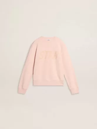 Mädchen-Sweatshirt in Rosa mit rosa Schriftzug auf der Vorderseite