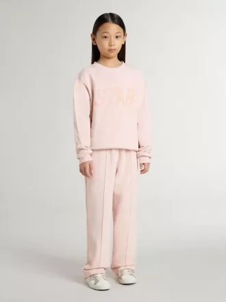 Mädchen-Sweatshirt in Rosa mit rosa Schriftzug auf der Vorderseite