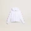 Mädchen-Sweatshirt mit Reißverschluss in Weiß mit Glitzersternen auf den Ärmeln Mädchen-Sweatshirt mit Reißverschluss in Weiß mit Glitzersternen auf den Ärmeln