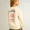 Mädchen-T-Shirt in Used-Weiß mit Stickerei auf der Vorderseite und Print auf der Rückseite Mädchen-T-Shirt in Used-Weiß mit Stickerei auf der Vorderseite und Print auf der Rückseite