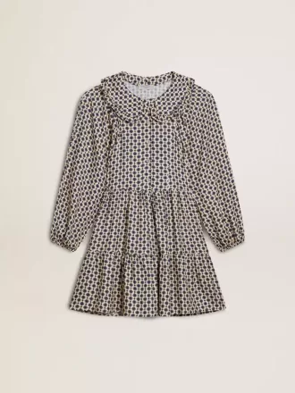 Mädchenkleid mit geometrischem Print und abnehmbarem Kragen