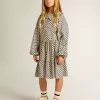 Mädchenkleid mit geometrischem Print und abnehmbarem Kragen