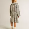 Mädchenkleid mit geometrischem Print und abnehmbarem Kragen