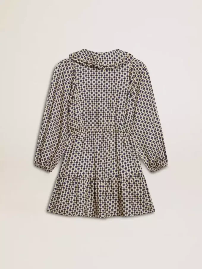 Mädchenkleid mit geometrischem Print und abnehmbarem Kragen