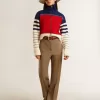 Mehrfarbig gestreiftes, kurzes Sweatshirt aus Wolle für Damen Mehrfarbig gestreiftes, kurzes Sweatshirt aus Wolle für Damen