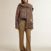 Mehrfarbiger Damenpullover mit hohem Kragen aus Mouliné-Garn Mehrfarbiger Damenpullover mit hohem Kragen aus Mouliné-Garn