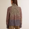 Mehrfarbiger Damenpullover mit hohem Kragen aus Mouliné-Garn Mehrfarbiger Damenpullover mit hohem Kragen aus Mouliné-Garn